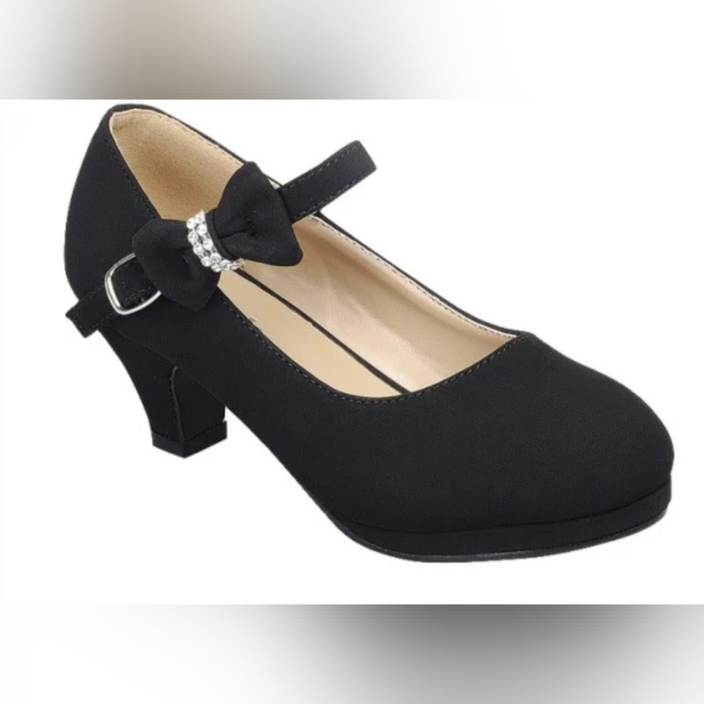 Black Nubuck Mary Jane Pump Heels
